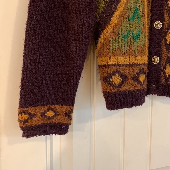 VTG Wilroy Wool Blend Southwest Aztec Geo Cardigan Sweater Women Medium Western - Picture 7 of 11